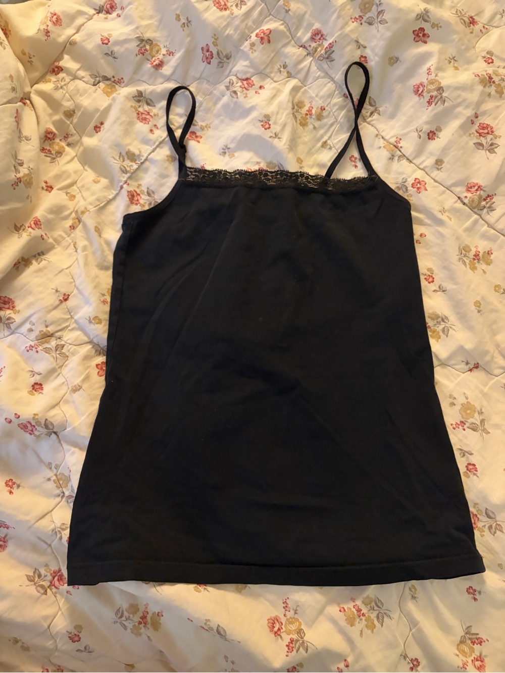 Black Lace-Trim Cami Tank Top - Women